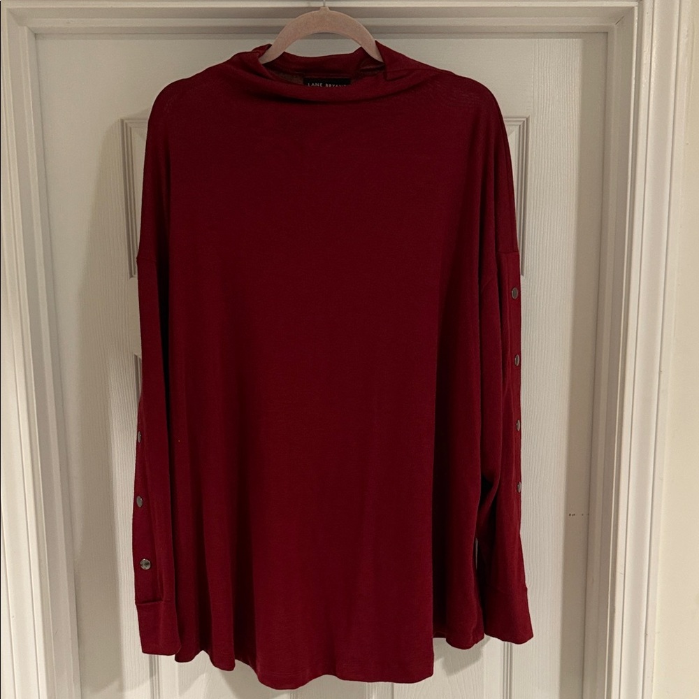LANE BRYANT long sleeved turtle neck with faux button sleeeves